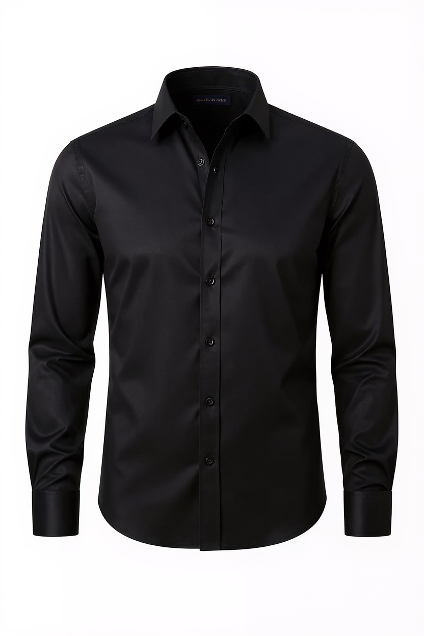 Long Sleeve Stretch Shirt for Men - Black