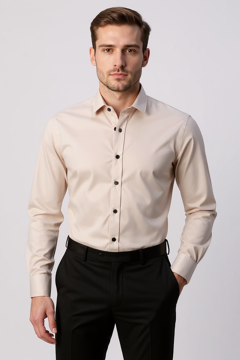 Long Sleeve Stretch Shirt for Men - Khaki