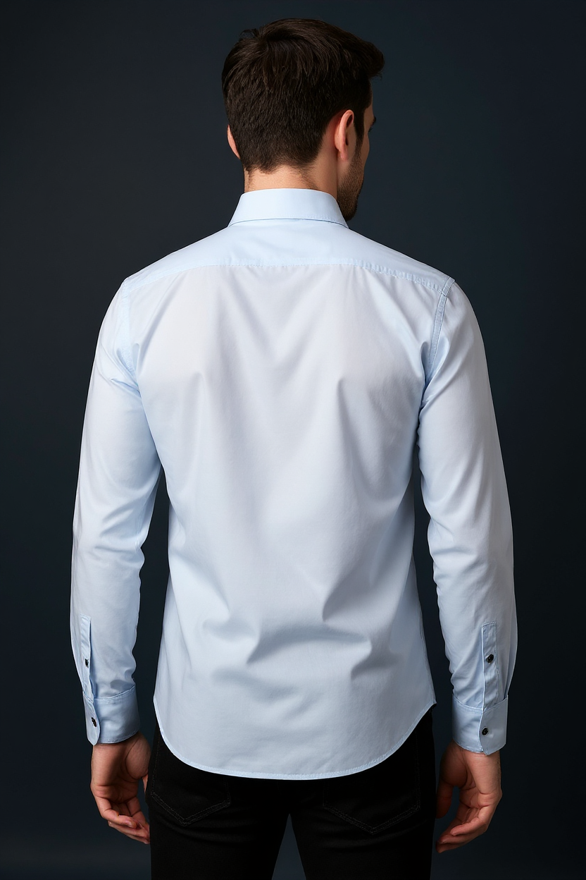 Long Sleeve Stretch Shirt for Men - Light Blue