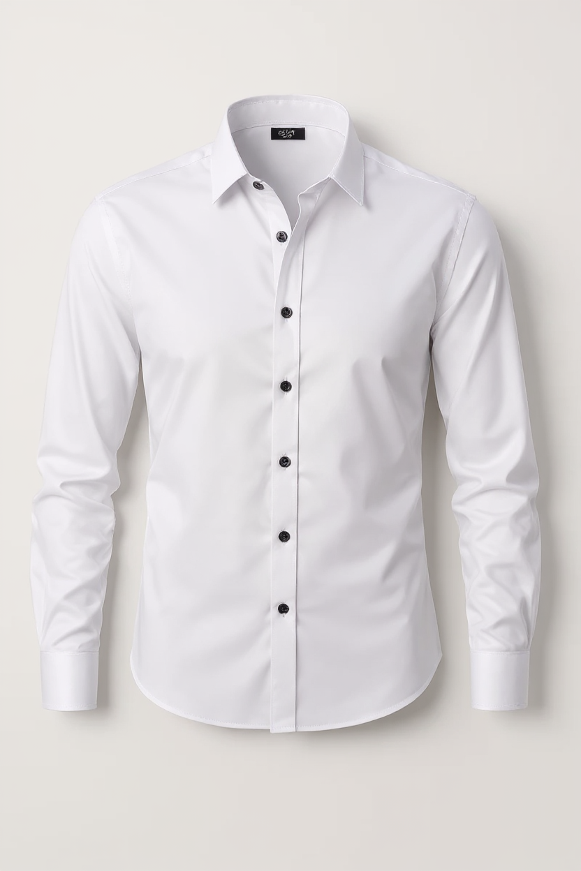 Long Sleeve Stretch Shirt for Men - White