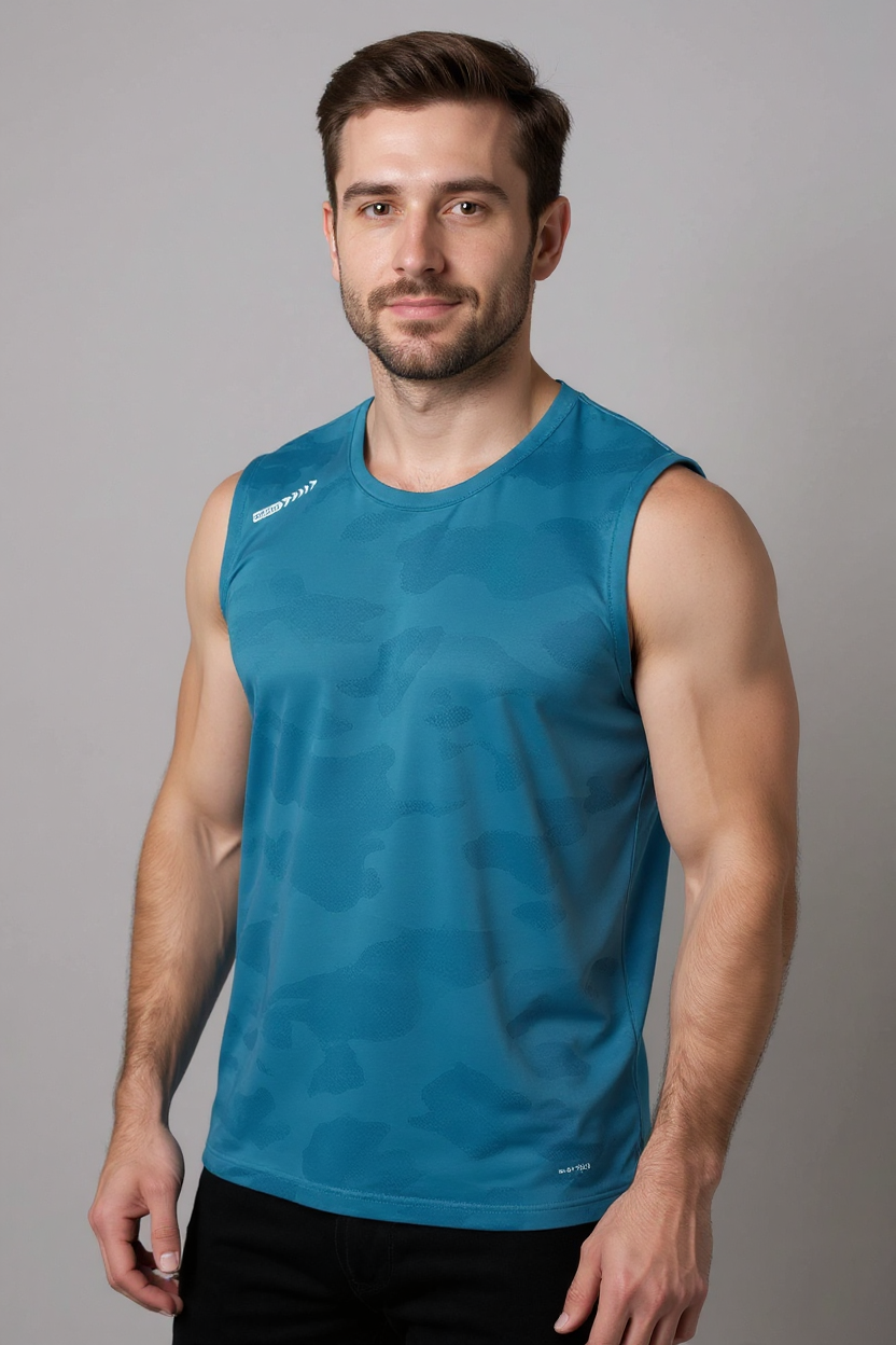 Mesh Training Tank for Men - Petrol Blue