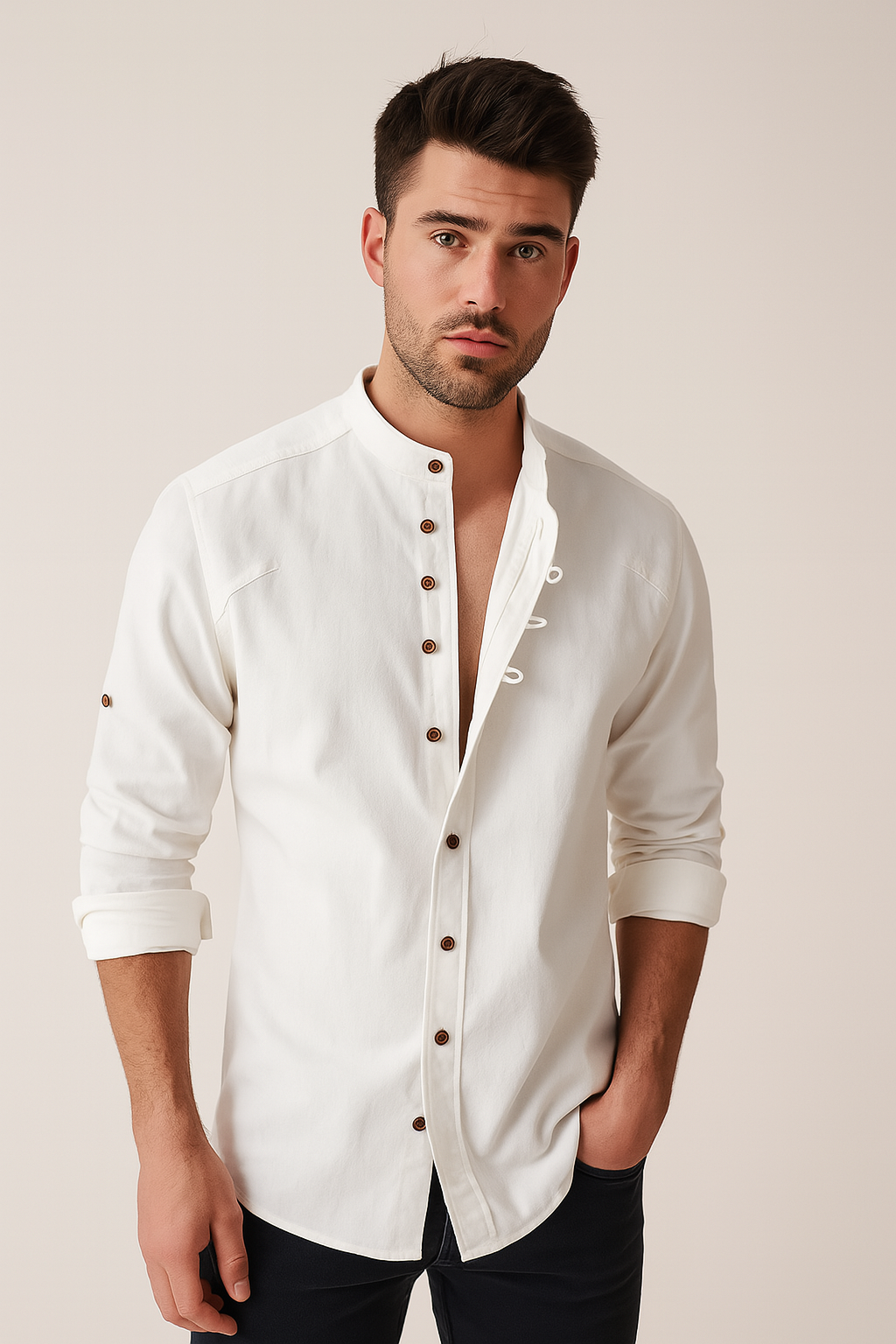 Minimalist Short Sleeve Shirt for Men - White