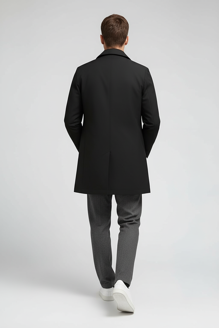Modern Men’s Overcoat - Black
