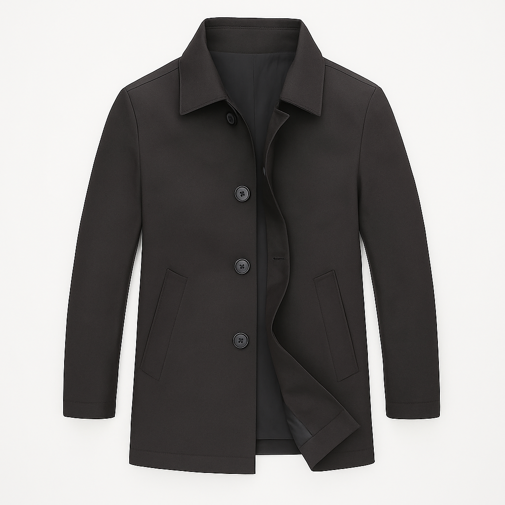 Modern Men’s Overcoat - Black
