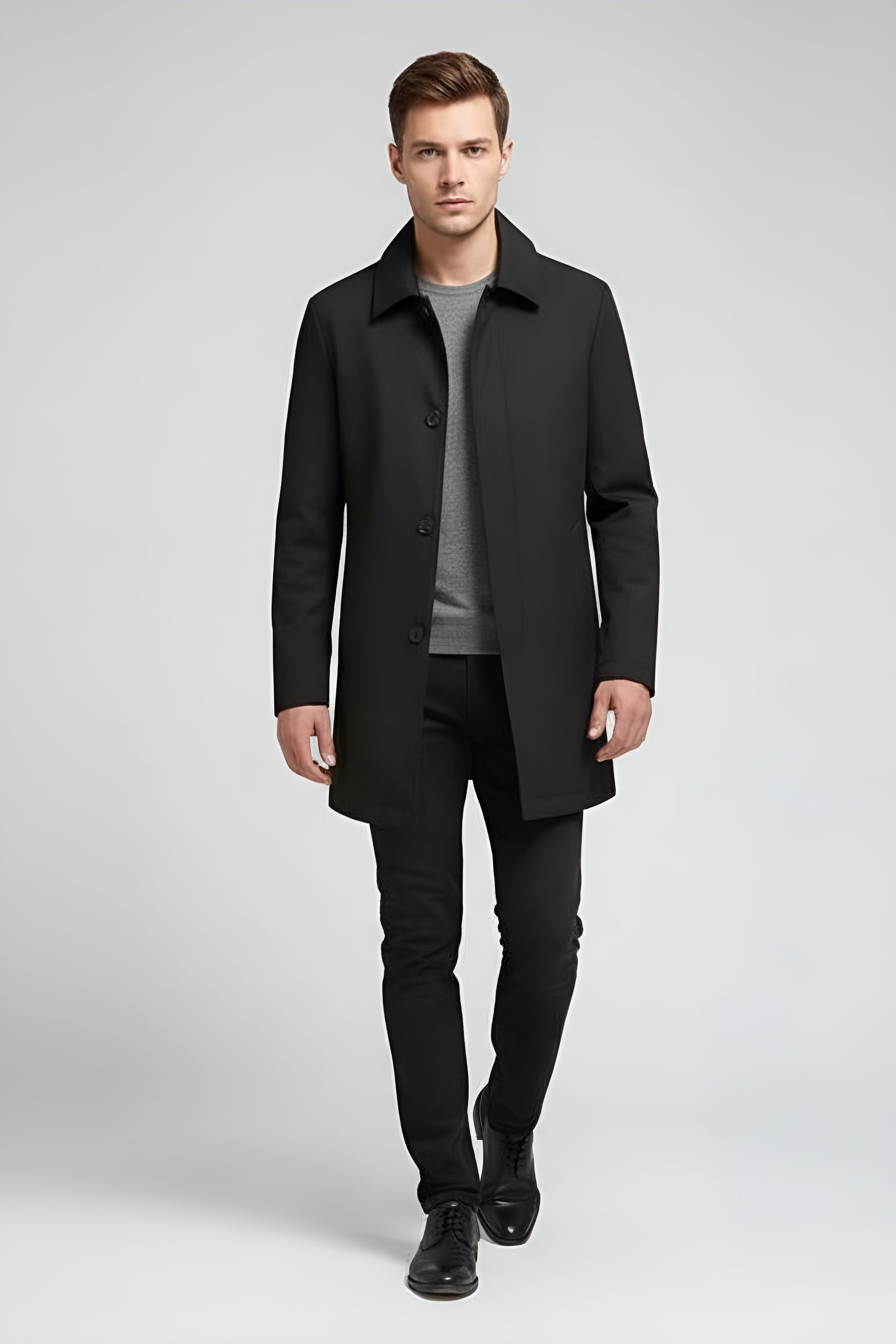 Modern Men’s Overcoat - Black