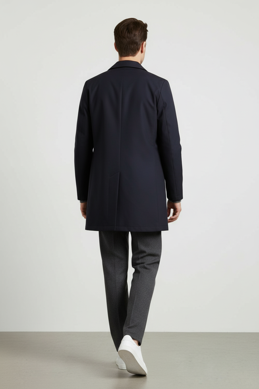 Modern Men’s Overcoat - Blue