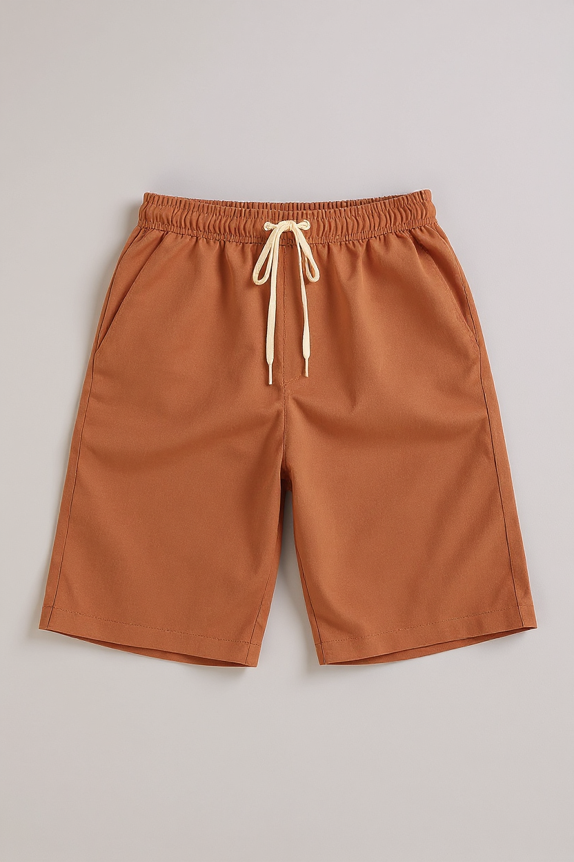 Pleated Linen Shorts with Drawstring Waist for Men - Orange