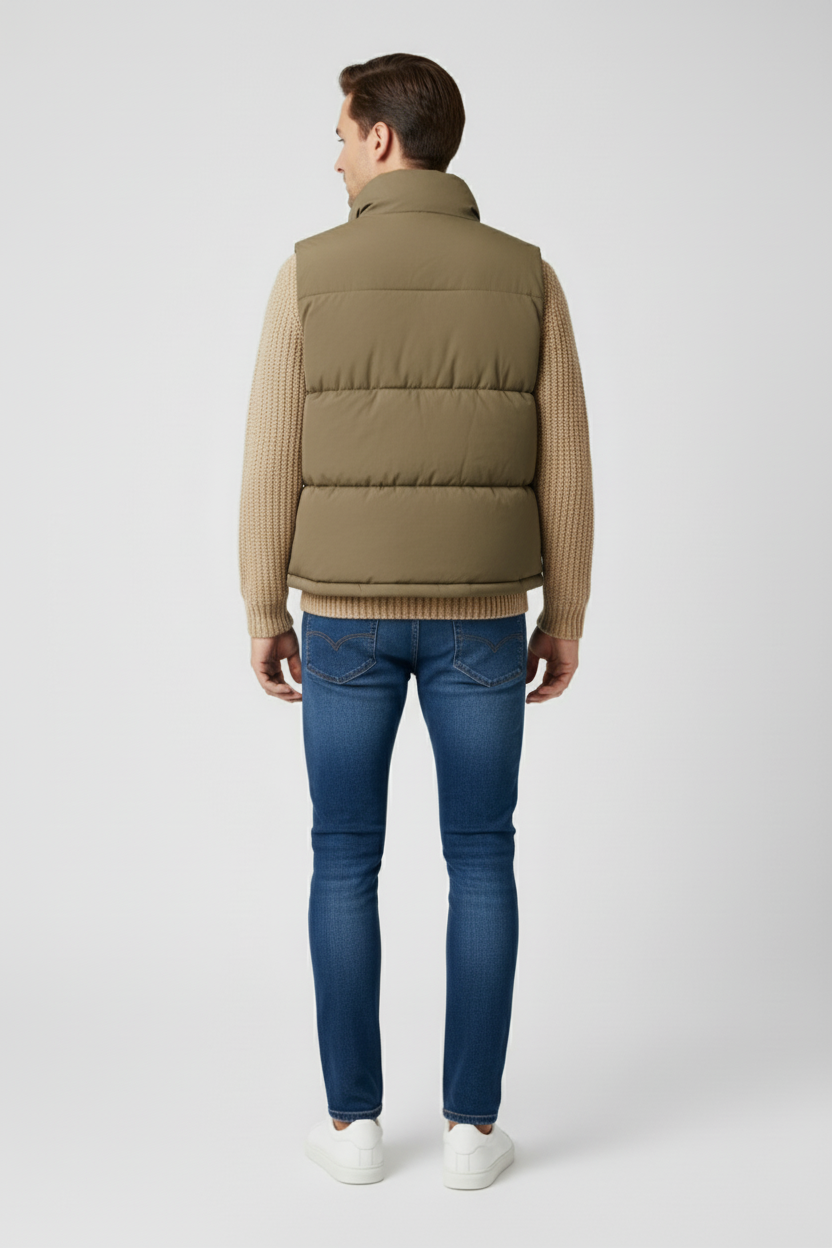 Puffer Gilet for Men - Khaki