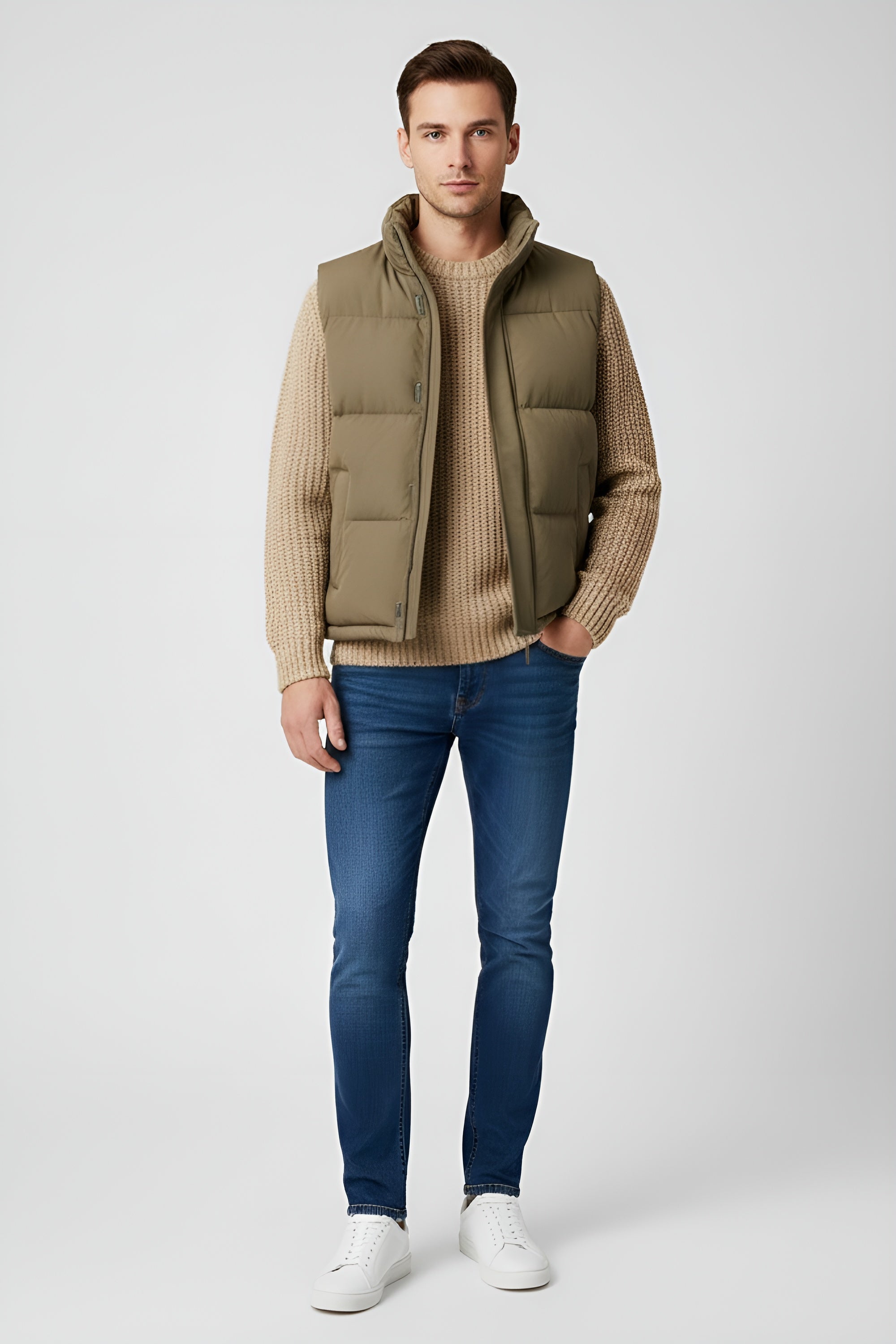 Puffer Gilet for Men - Khaki