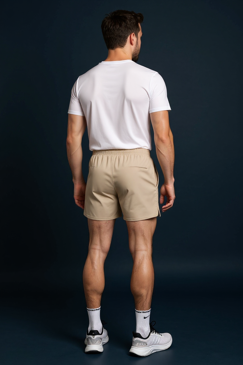 Quick-Dry Training Shorts for Men - Beige