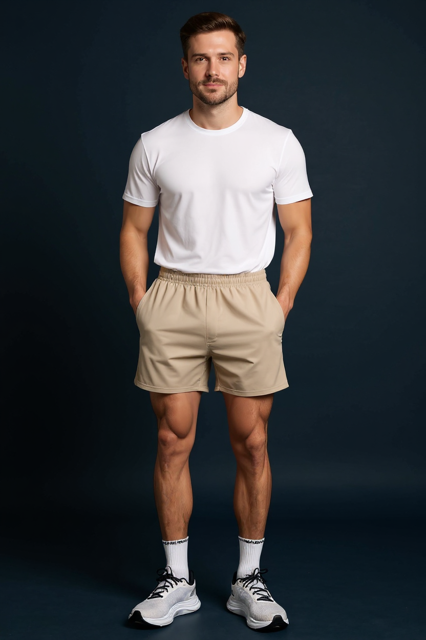 Quick-Dry Training Shorts for Men - Beige