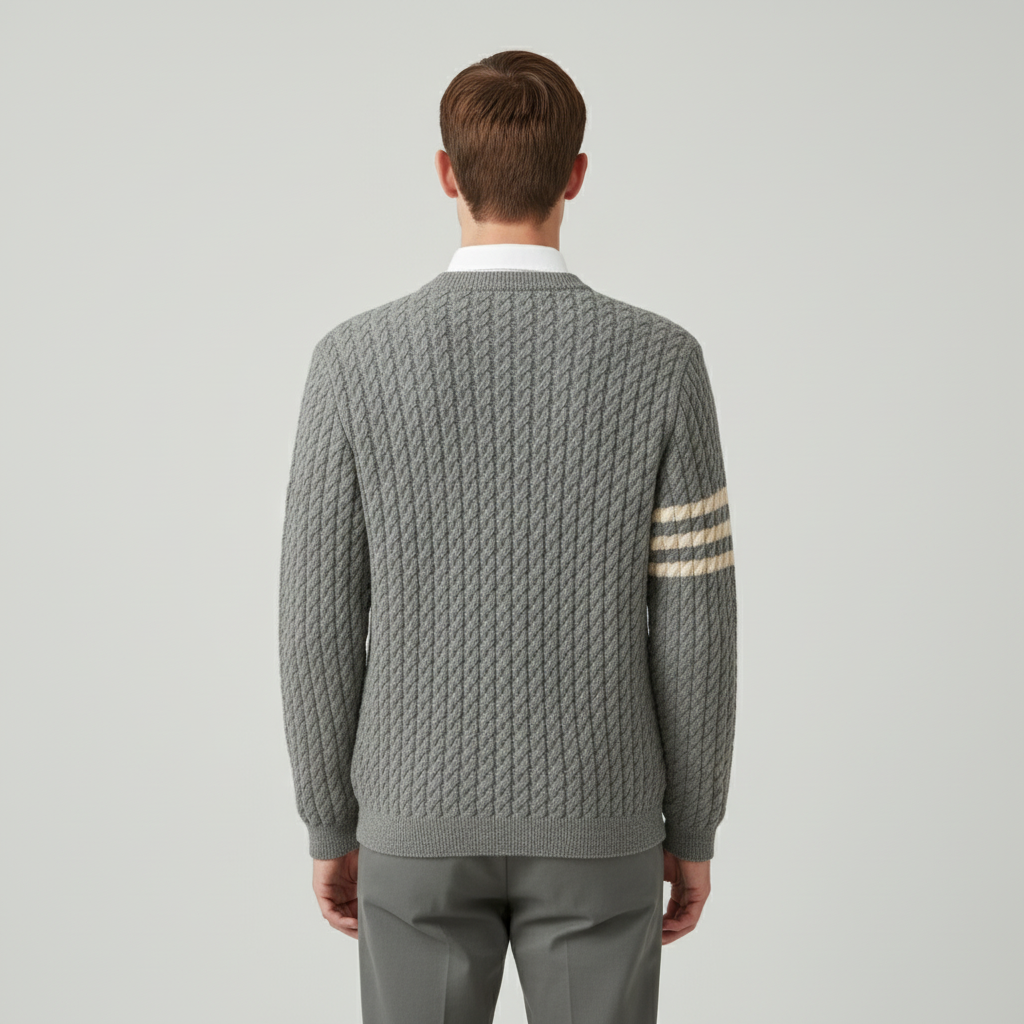 Refined Men’s Cable Knit Jumper - Grey