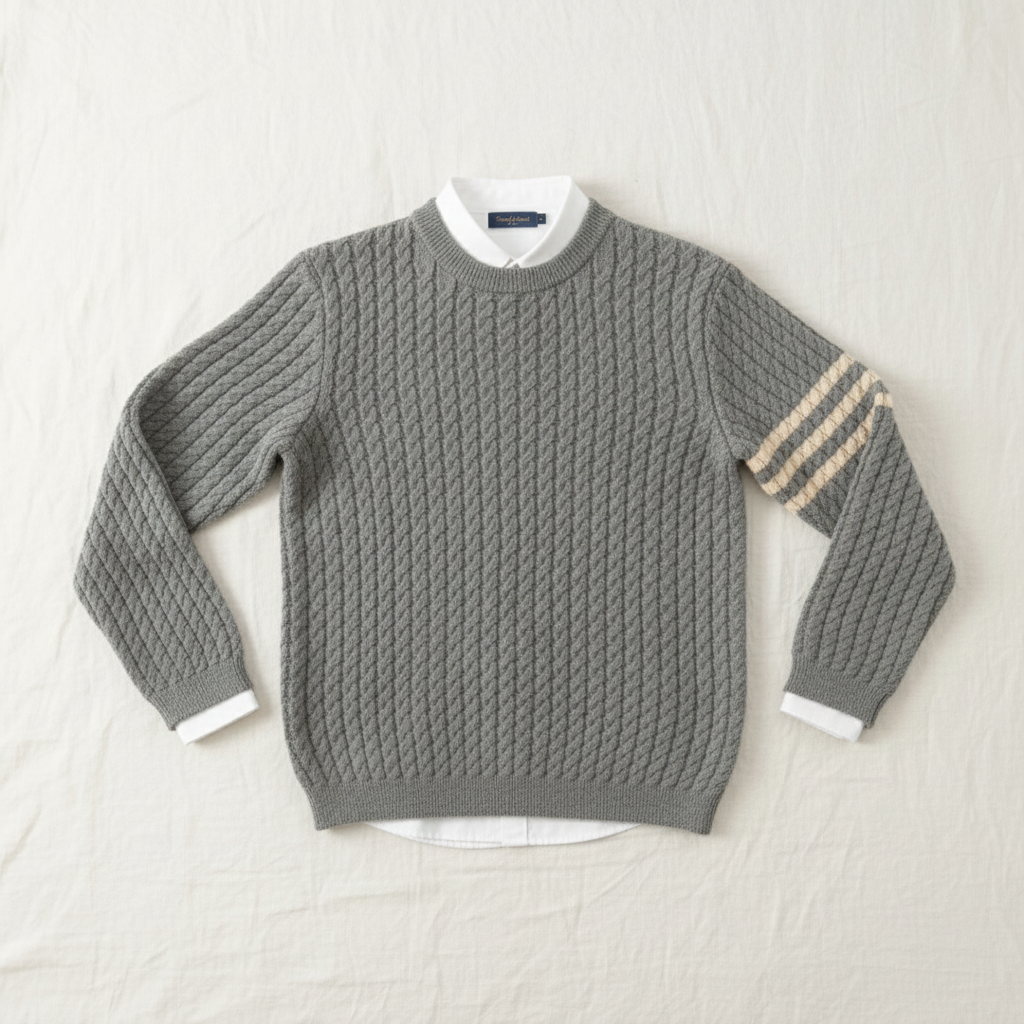 Refined Men’s Cable Knit Jumper - Grey