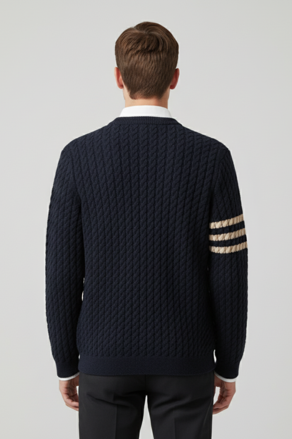 Refined Men’s Cable Knit Jumper - Navy