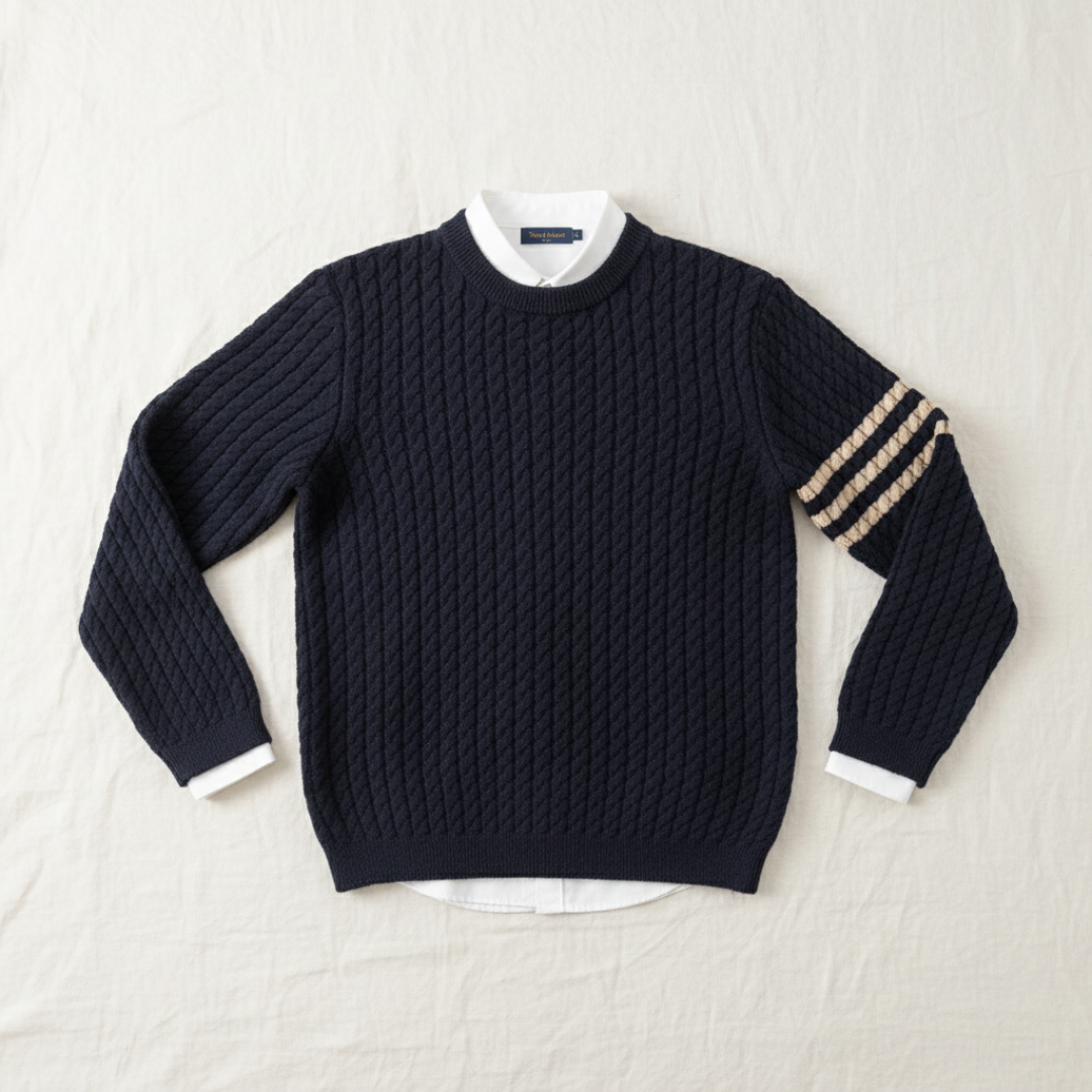 Refined Men’s Cable Knit Jumper - Navy