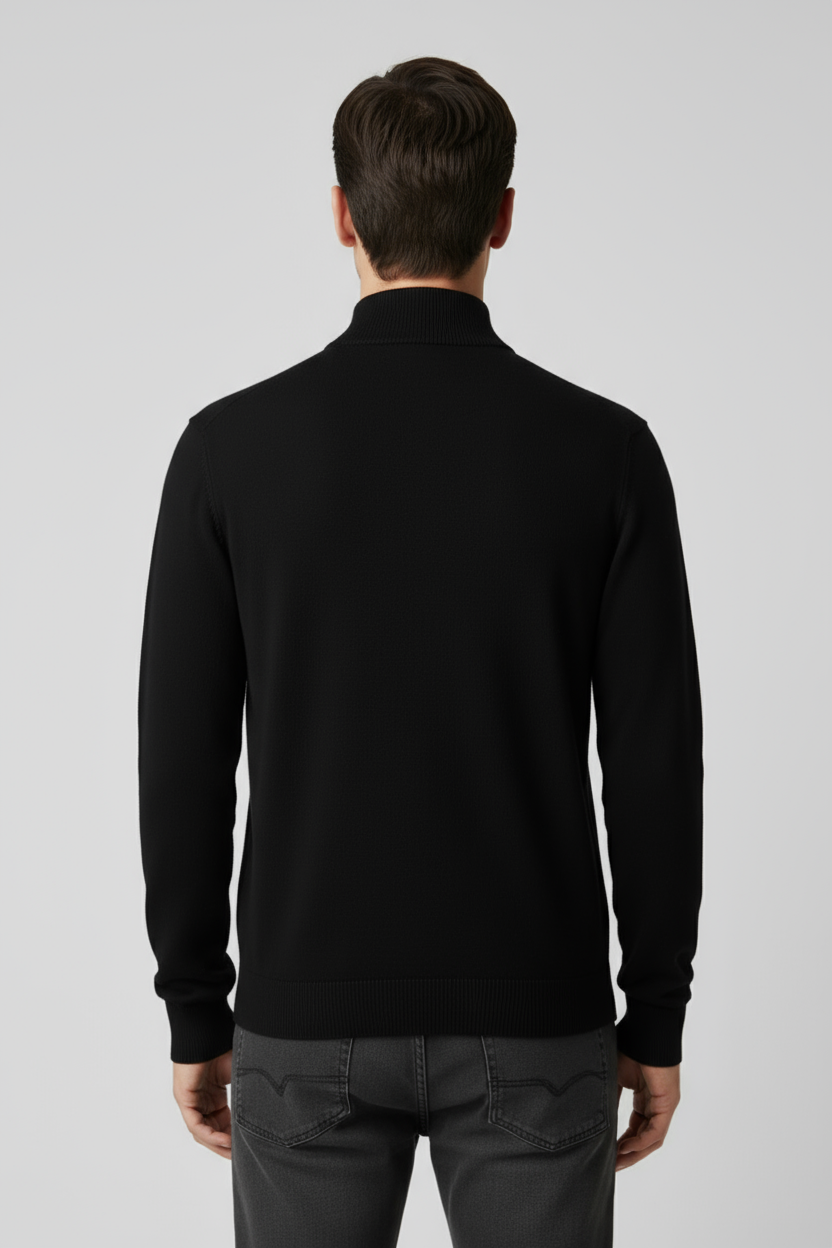 Refined Men’s Half Zip Up Jumper - Black
