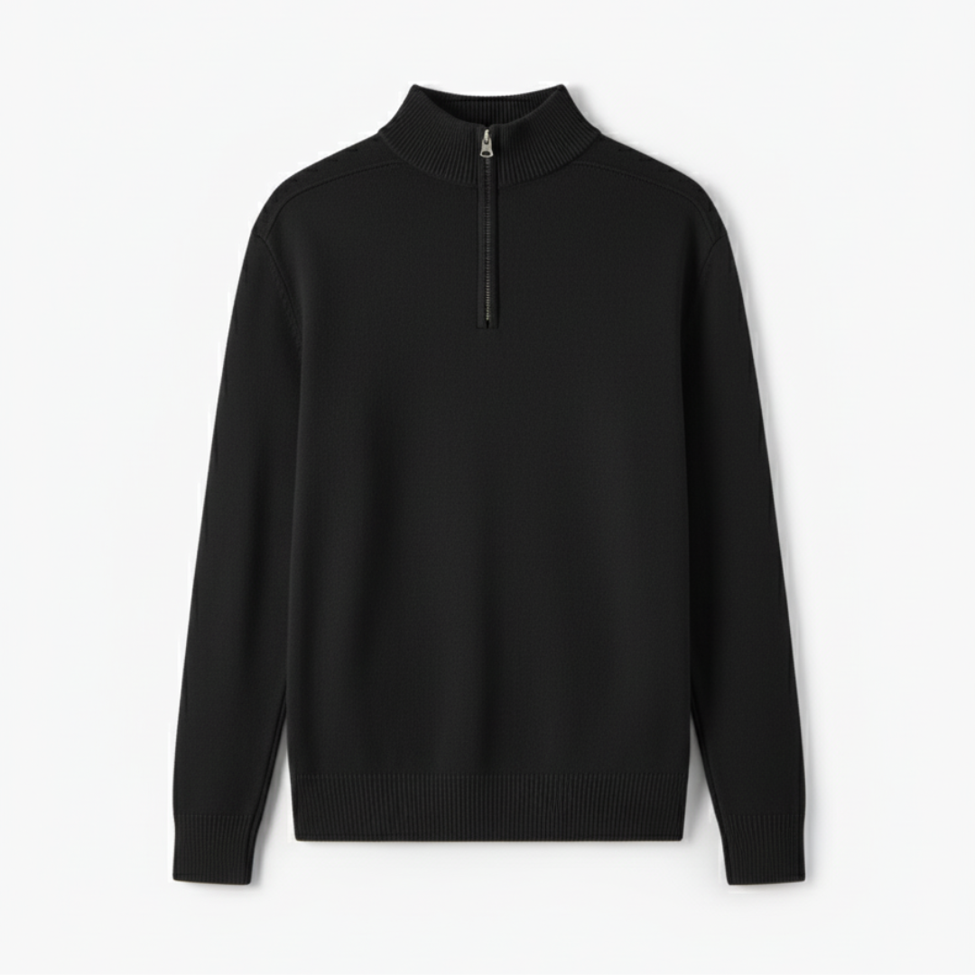 Refined Men’s Half Zip Up Jumper - Black