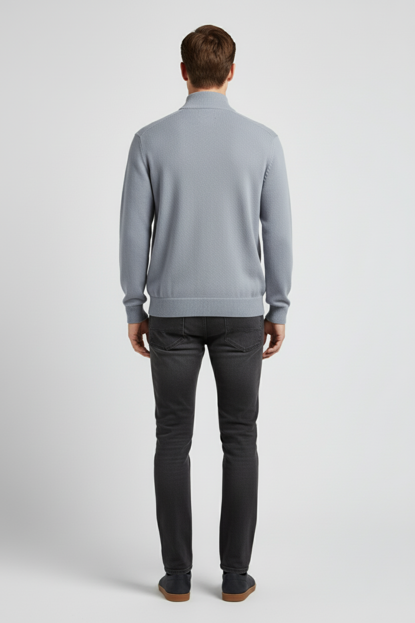 Refined Men’s Half Zip Up Jumper - Grey