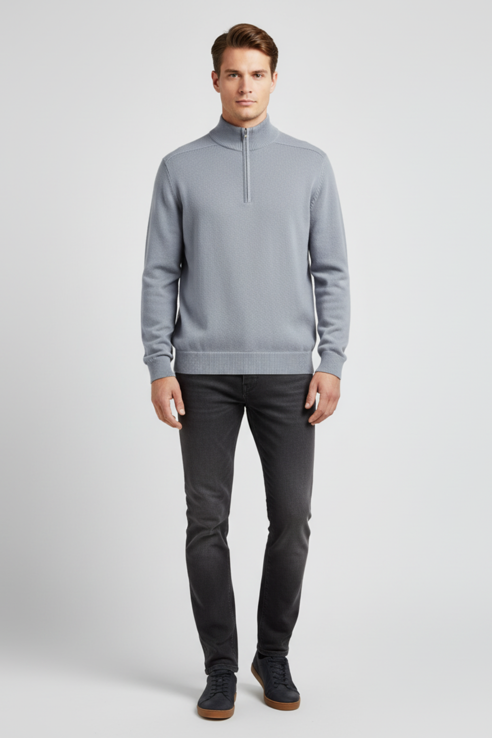 Refined Men’s Half Zip Up Jumper - Grey
