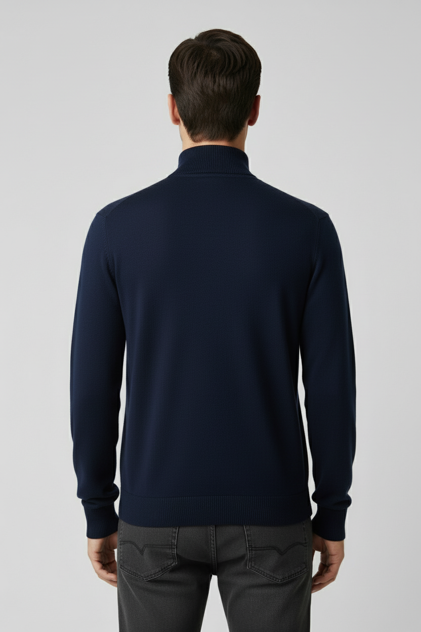 Refined Men’s Half Zip Up Jumper - Navy