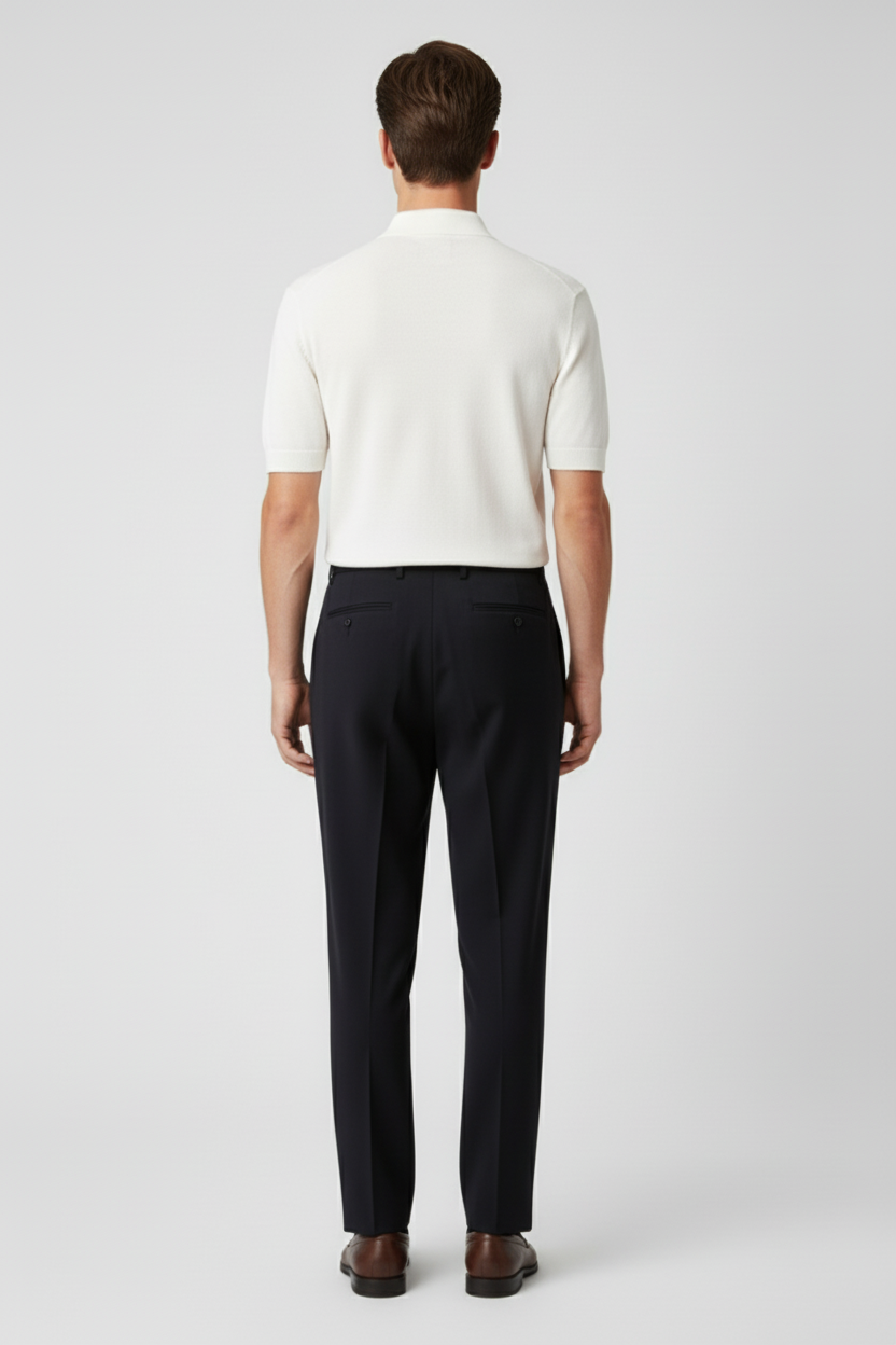 Refined Men’s Pleated Trousers - Black