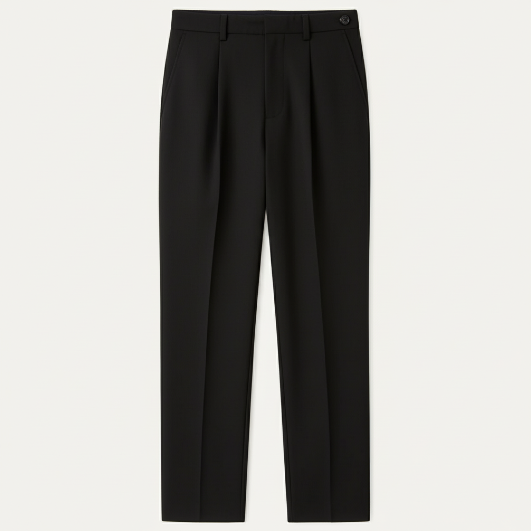 Refined Men’s Pleated Trousers - Black