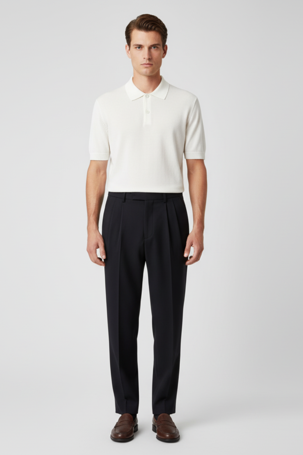 Refined Men’s Pleated Trousers - Black
