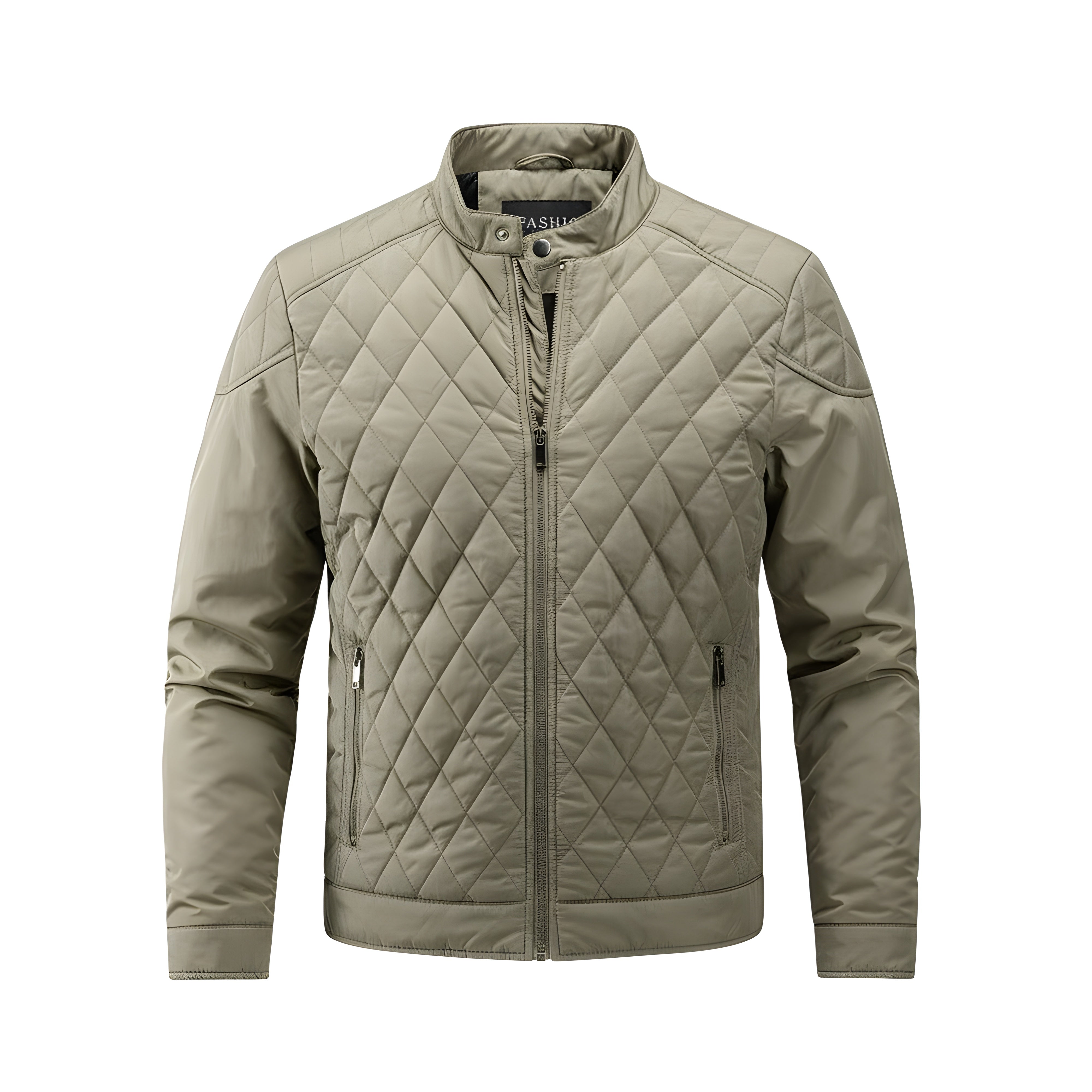 Refined Men’s Quilted Biker Jacket - Green