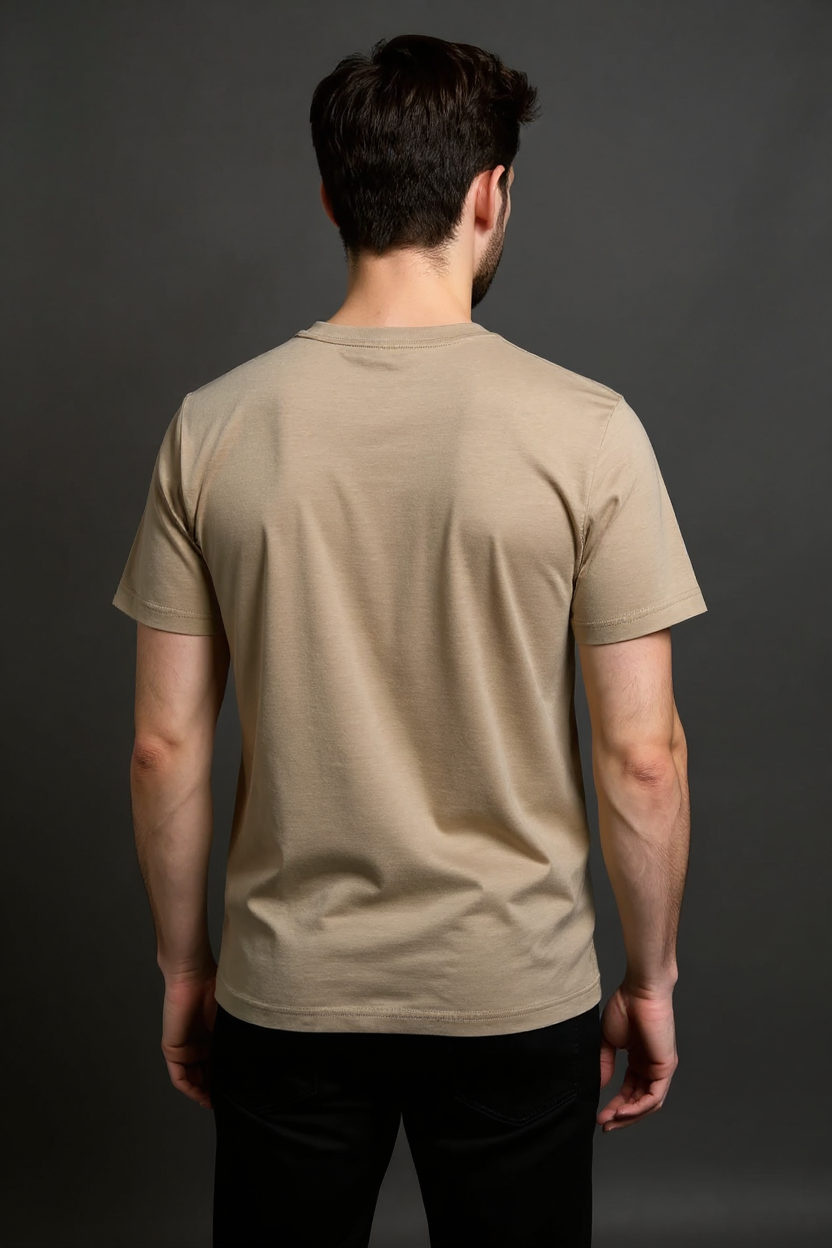 Relaxed Crew Neck T-Shirt for Men - Khaki