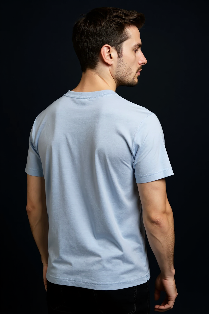 Relaxed Crew Neck T-Shirt for Men - Light Blue