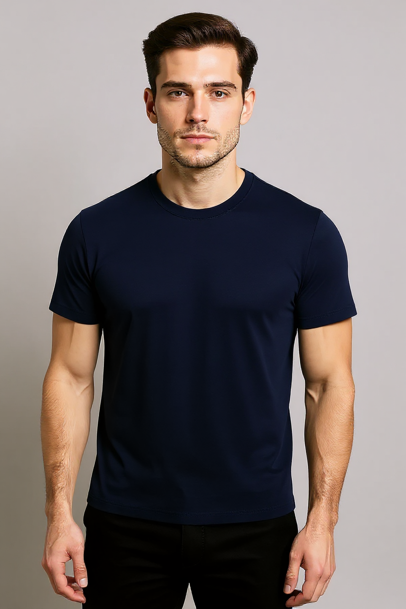 Relaxed Crew Neck T-Shirt for Men - Navy