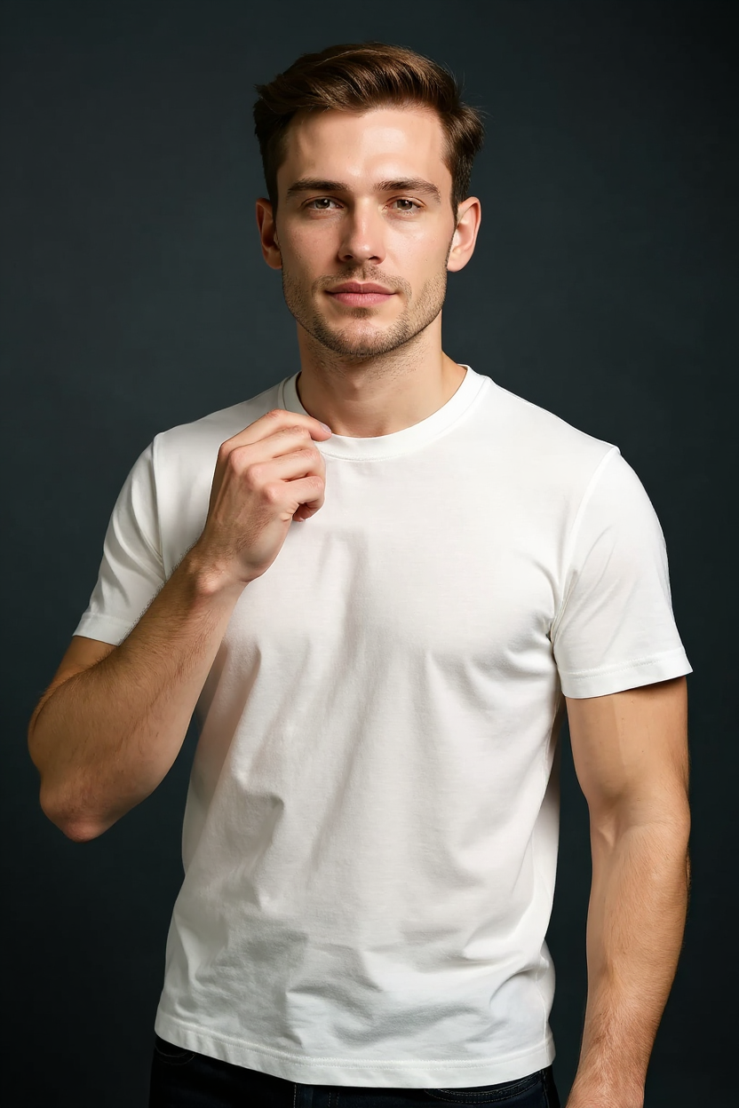 Relaxed Crew Neck T-Shirt for Men - White