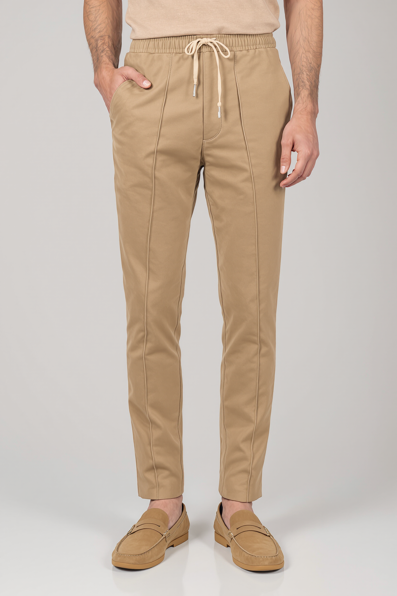 Relaxed Knit Lounge Trousers for Men - Beige