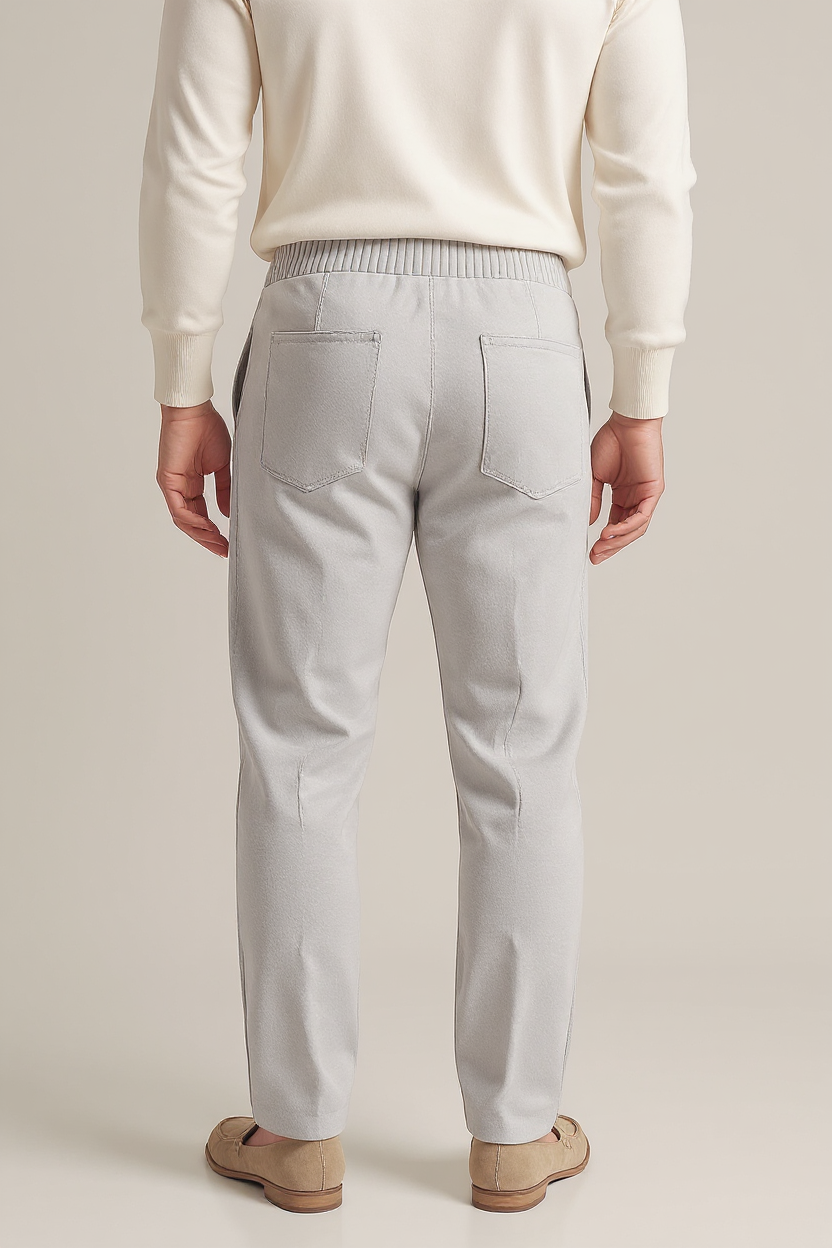 Relaxed Knit Lounge Trousers for Men - Light Grey
