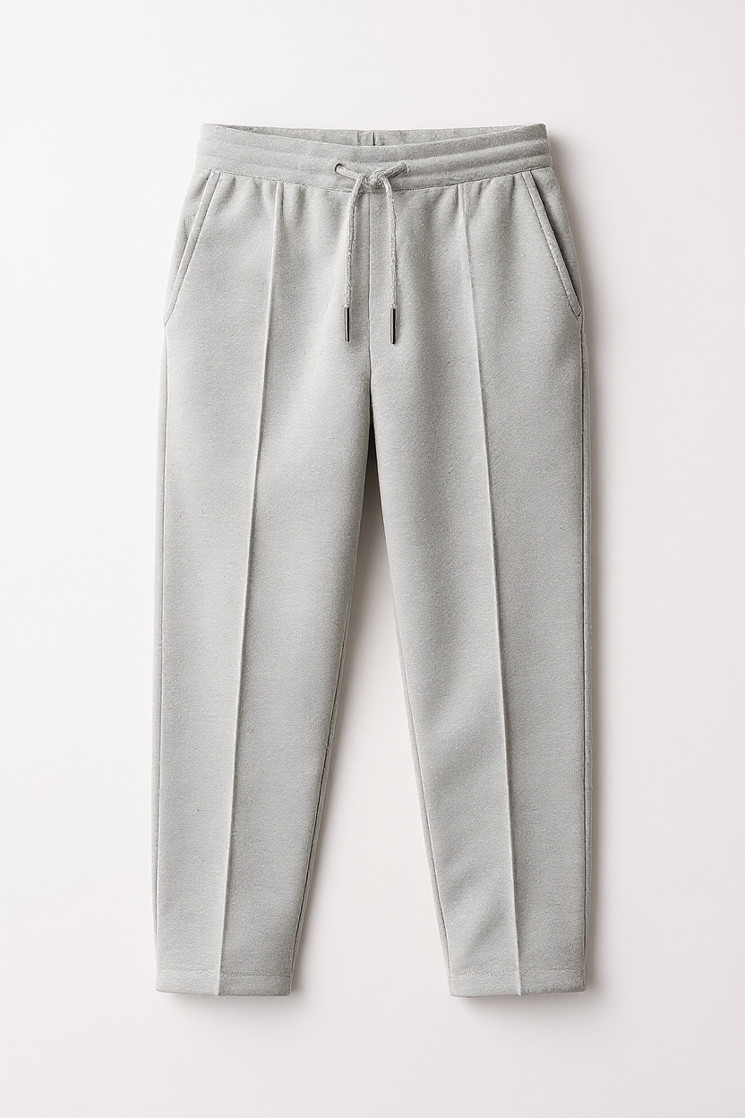Relaxed Knit Lounge Trousers for Men - Light Grey