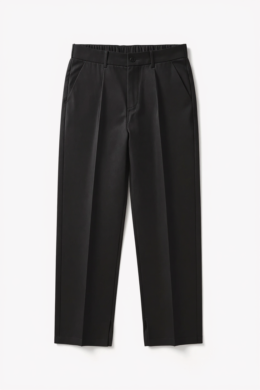 Relaxed Wide Leg Trousers for Men - Black