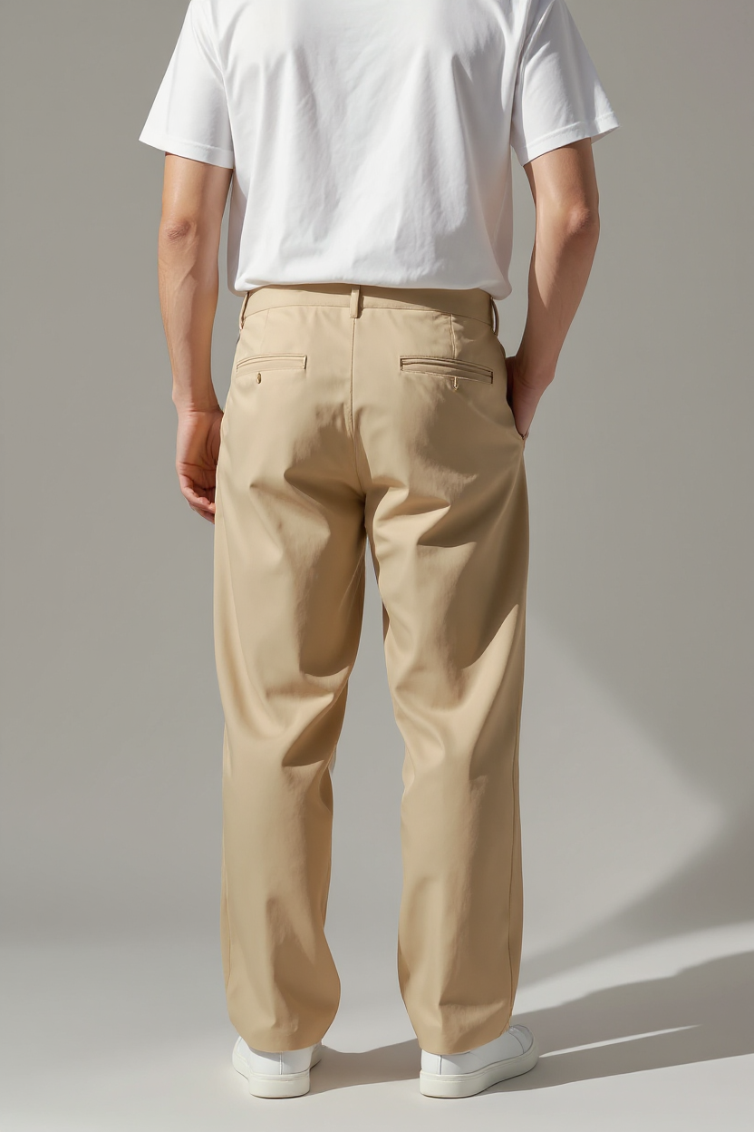 Relaxed Wide Leg Trousers for Men - Khaki
