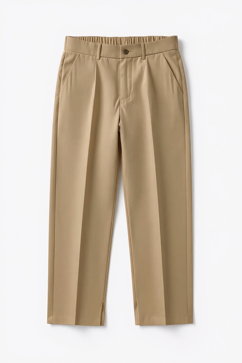 Relaxed Wide Leg Trousers for Men - Khaki