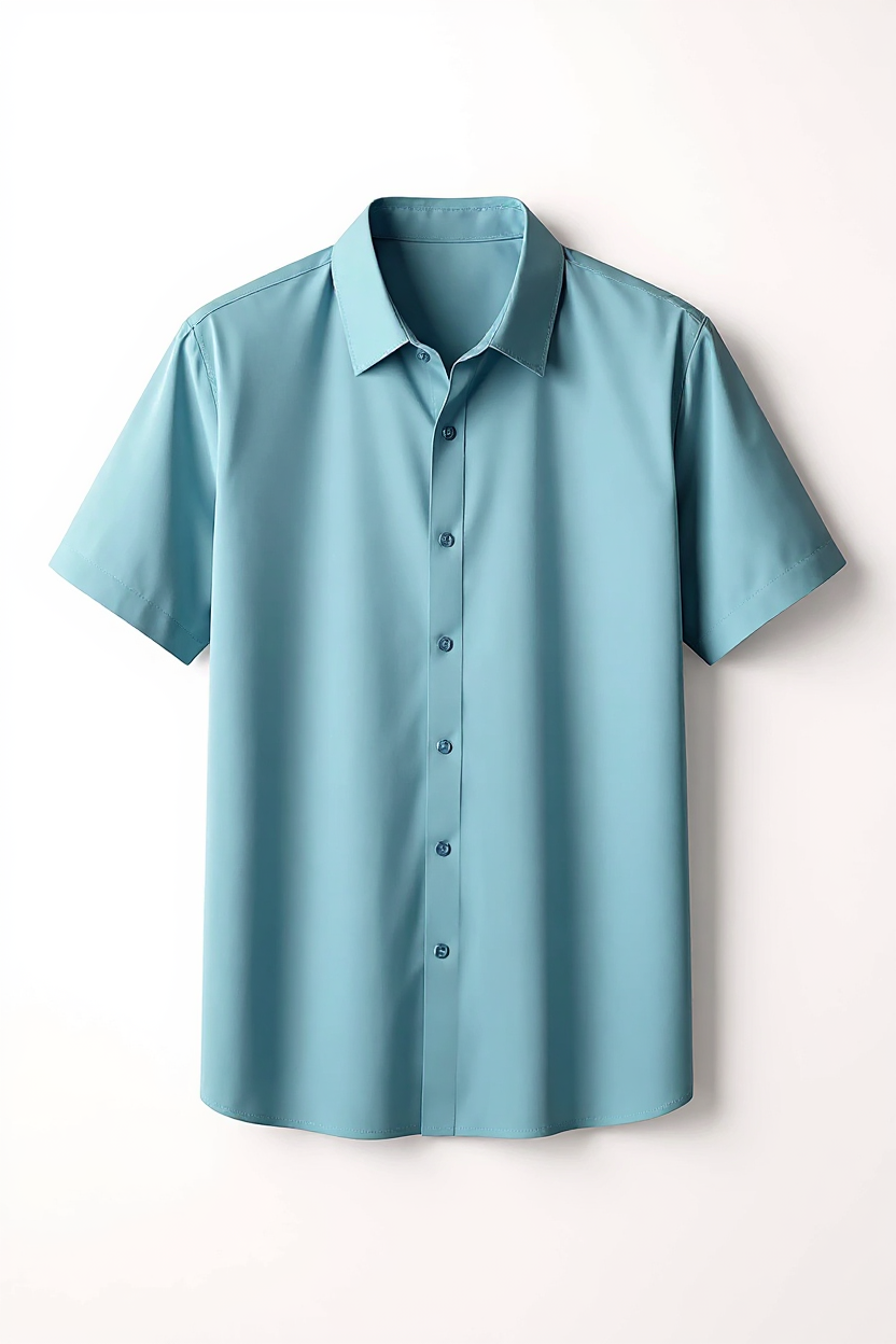 Short Sleeve Button Shirt for Men - Ice Blue