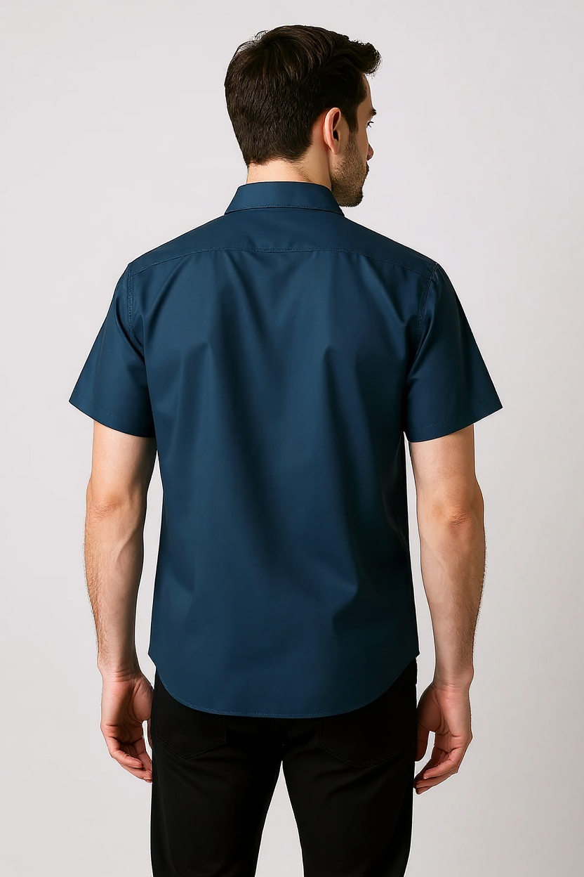 Short Sleeve Button Shirt for Men - Navy