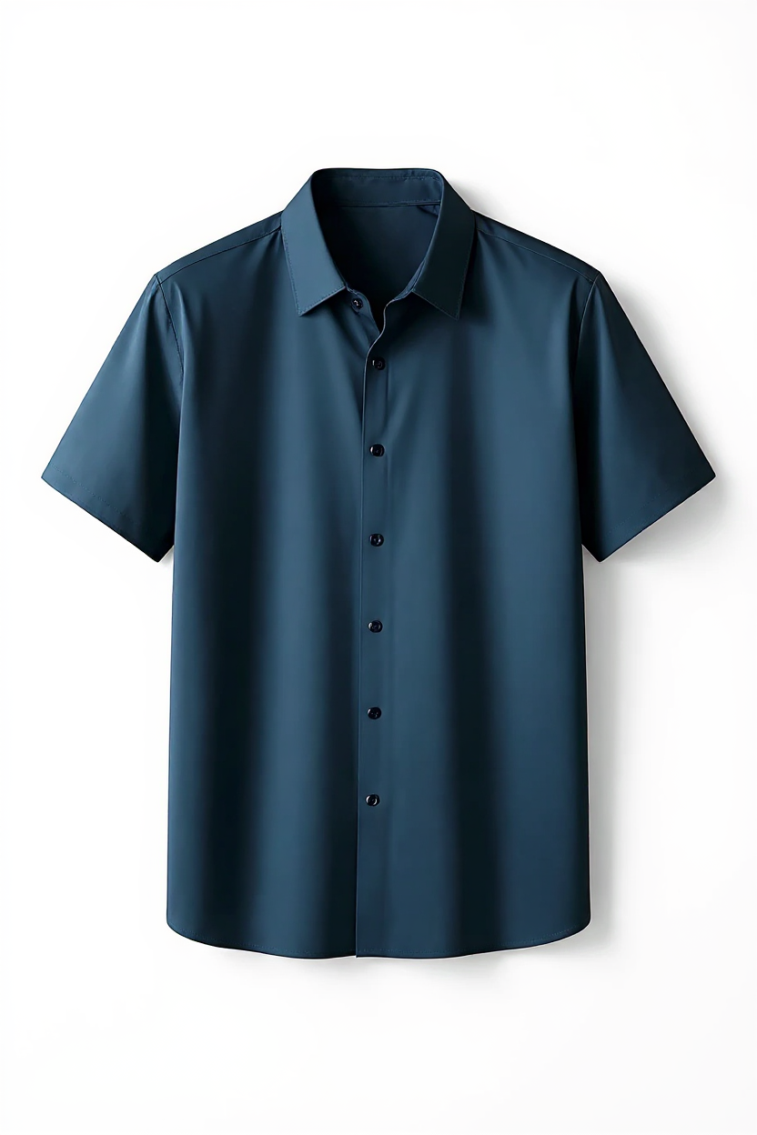 Short Sleeve Button Shirt for Men - Navy