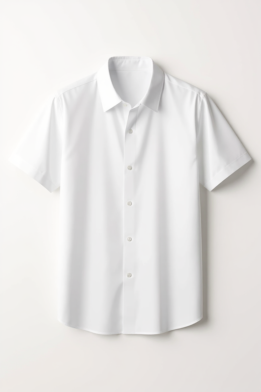 Short Sleeve Button Shirt for Men - White