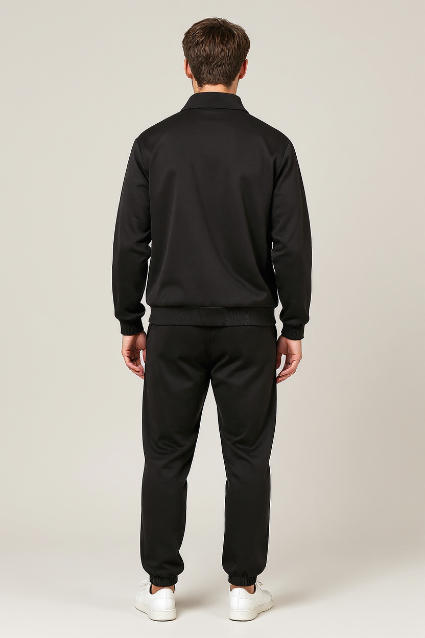 Slim Fit Technical Tracksuit for Men - Black