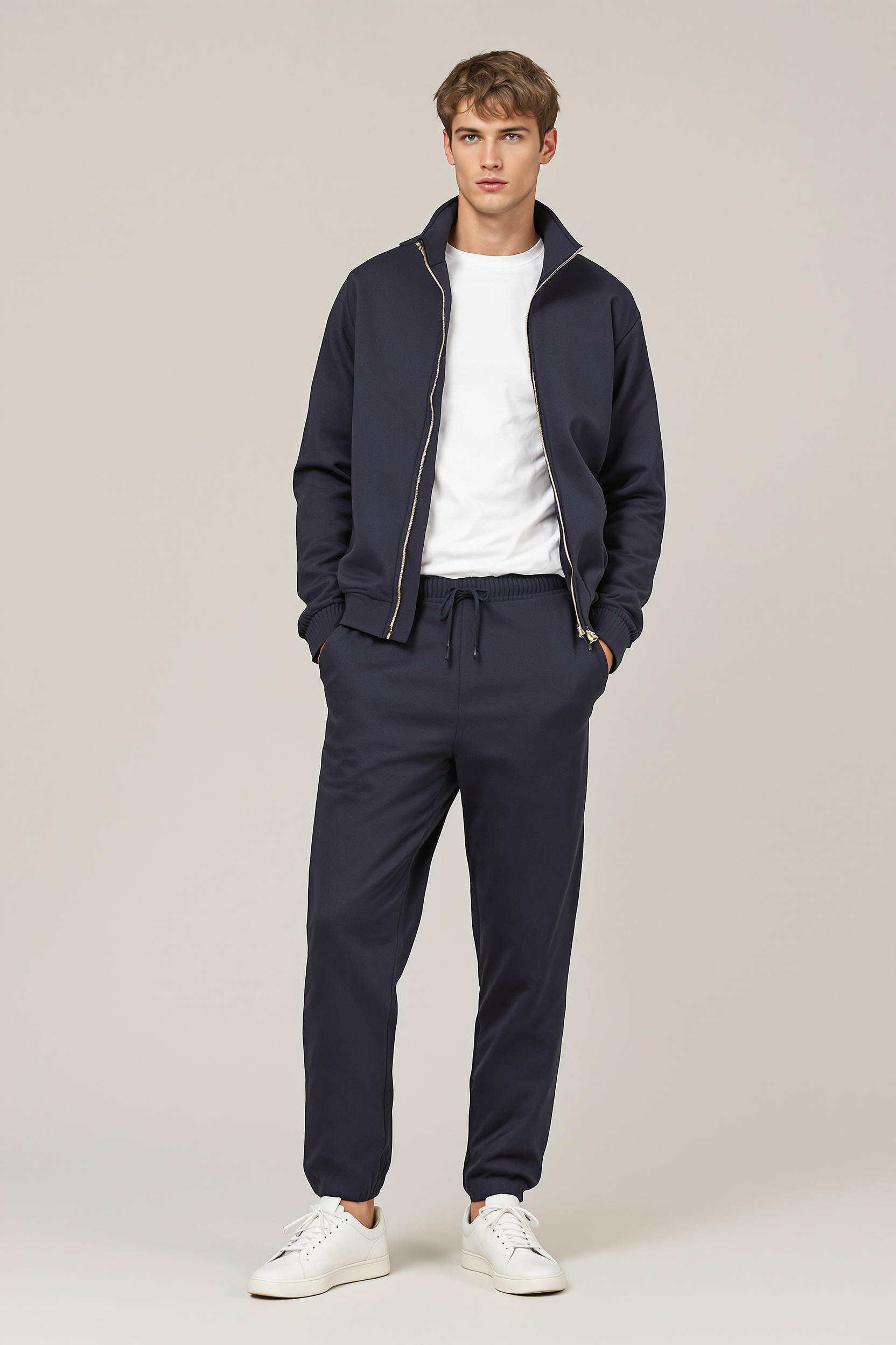 Slim Fit Technical Tracksuit for Men - Navy