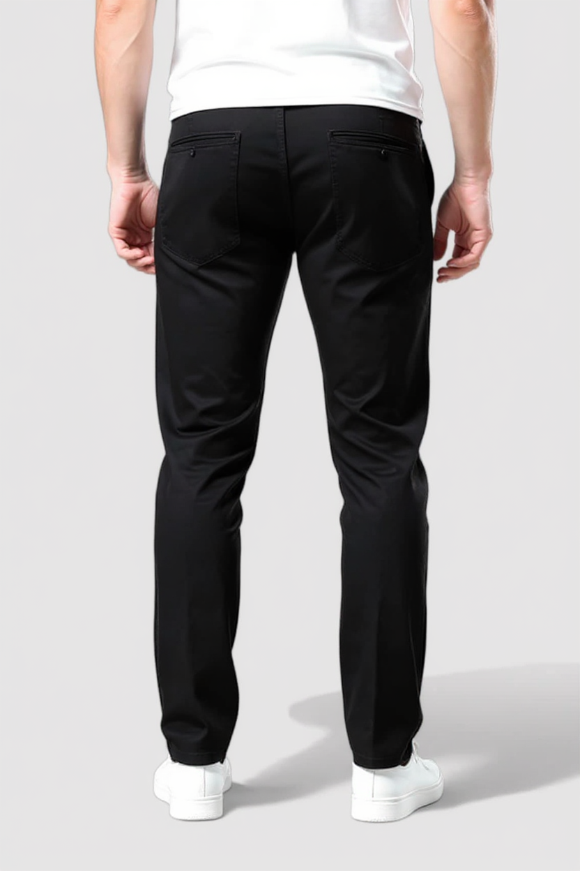 Slim Tapered Everyday Trousers for Men - Black