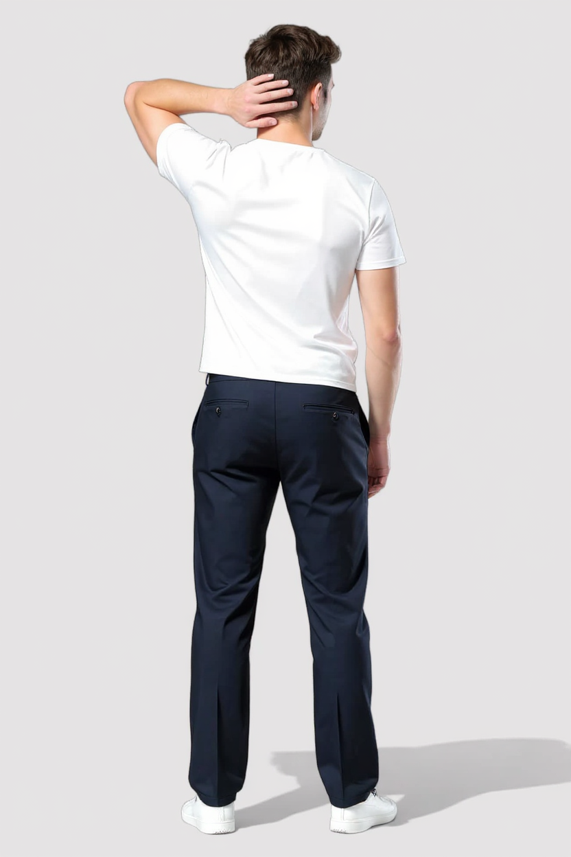 Slim Tapered Everyday Trousers for Men - Navy