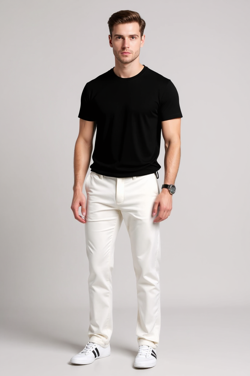 Slim Tapered Everyday Trousers for Men - White