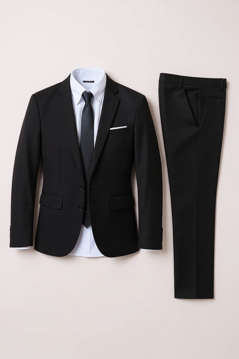 Slim Two-Piece Suit for Men - Black