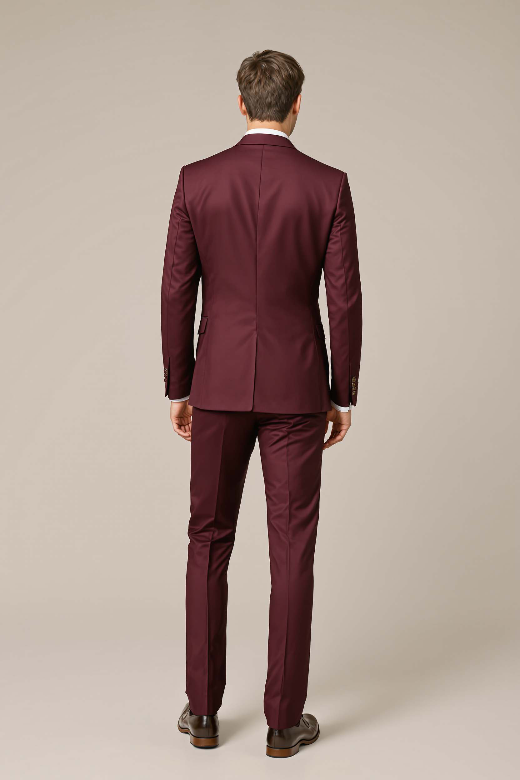 Slim Two-Piece Suit for Men - Bordeaux Red
