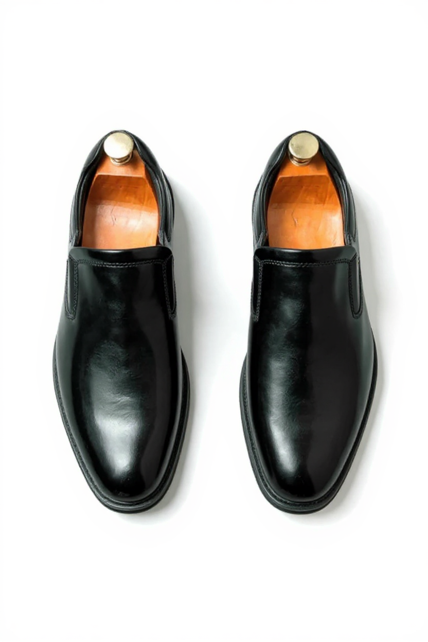 Slip-On Leather Formal Shoes for Men - Black